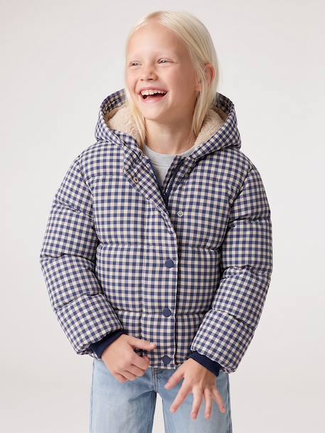 Doudoune à capuche fille bleu+marine - vertbaudet enfant 