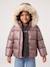 Padded Jacket with Hood & Polar Fleece Lining for Girls gold+mauve+rosy - vertbaudet enfant 