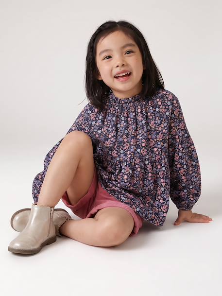 Printed blouse for girls anthracite+vanilla - vertbaudet enfant 
