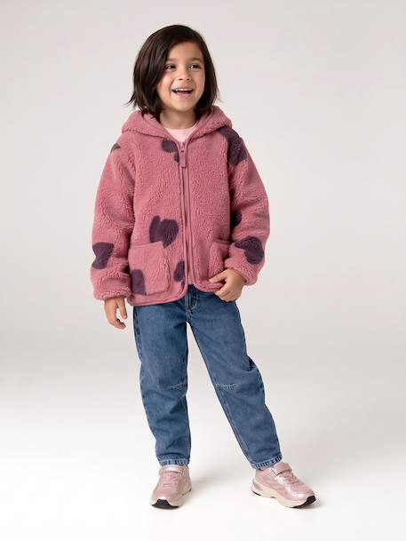 Veste fille sherpa motifs écru+mauve+vanille - vertbaudet enfant 