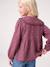 Shirt in Cotton Gauze with Broderie Anglaise Collar, for Girls ecru+emerald green+plum - vertbaudet enfant 