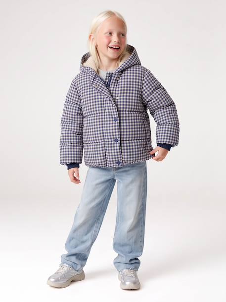 Doudoune à capuche fille bleu+marine - vertbaudet enfant 