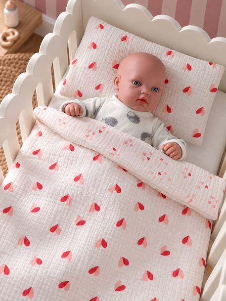 Blanket + Pillow for Dolls, in Cotton Gauze caramel+printed pink+rose+White+yellow - vertbaudet enfant 