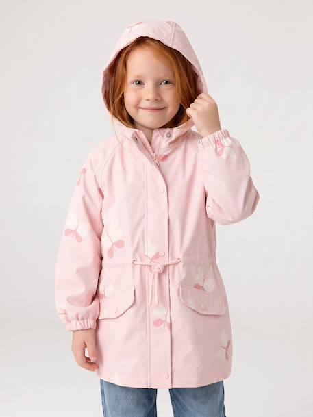 Ciré fille à capuche motifs magiques bleu ciel+blush+rose+rose pâle+sauge imprimé - vertbaudet enfant 