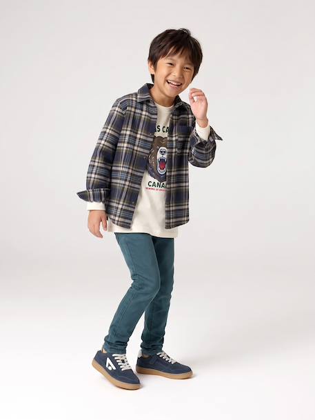 Chequered Flannel Shirt for Boys camel+chequered green+chequered navy blue+English green+night blue+slate blue - vertbaudet enfant 