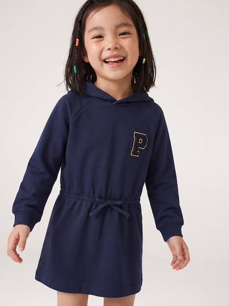 Short hooded dress for girls green+marl grey+navy blue - vertbaudet enfant 