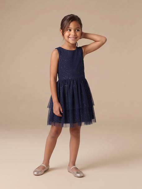 Dress and cardigan set for girls navy blue - vertbaudet enfant 