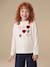 Long Sleeve T-Shirt with Heart in Relief, for Girls blush+ecru+green+white - vertbaudet enfant 