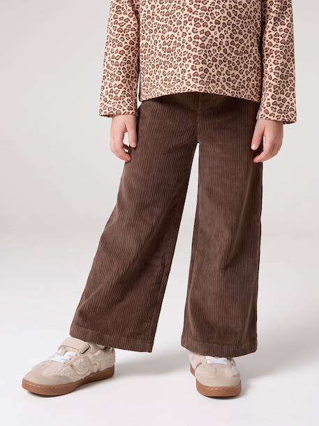 Pantalon fille large en velours anthracite+chocolat+kaki+marron+mauve+prune+rose - vertbaudet enfant 