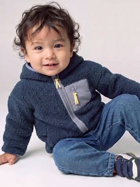 Blouson bébé garçon sherpa à capuche zippé - vertbaudet enfant