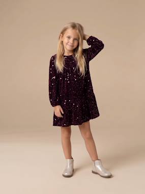 Long-sleeved sequin dress for girls - vertbaudet enfant