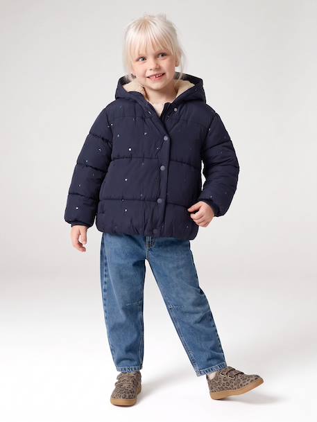 Doudoune à capuche fille bleu+marine - vertbaudet enfant 