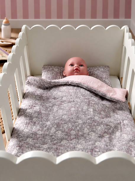 Couette + oreiller poupon en gaze de coton jaune+rose+rose imprimé - vertbaudet enfant 