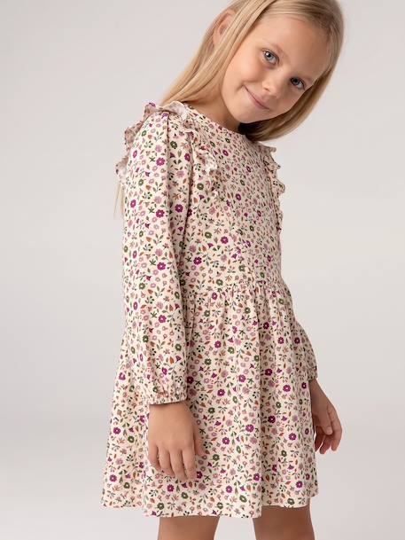 Short long-sleeved dress for girls ivory+vanilla - vertbaudet enfant 