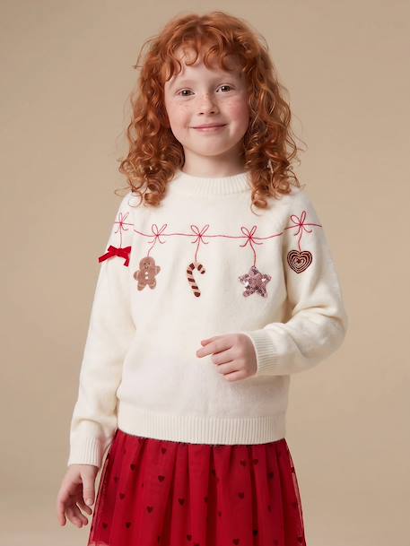 Pull de Noël fille manches longues écru - vertbaudet enfant 
