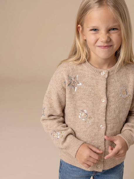 Gilet fille manches longues beige - vertbaudet enfant 
