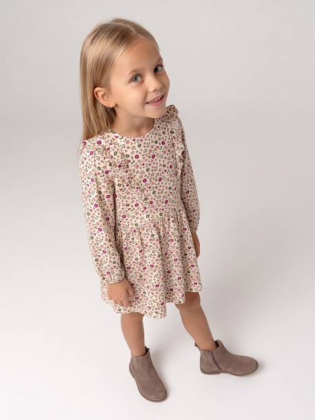 Robe courte fille manches longues ivoire+vanille - vertbaudet enfant 
