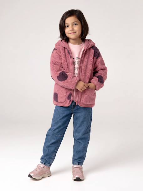Veste fille sherpa motifs écru+mauve+vanille - vertbaudet enfant 