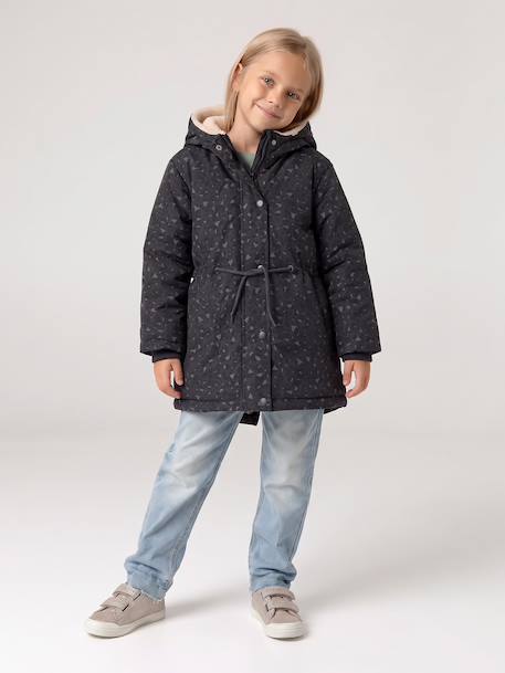 Parka fille à capuche romantique anthracite+marine+vert - vertbaudet enfant 
