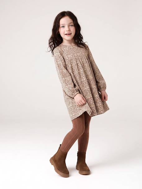 Robe manches longues fille écru+marine - vertbaudet enfant 