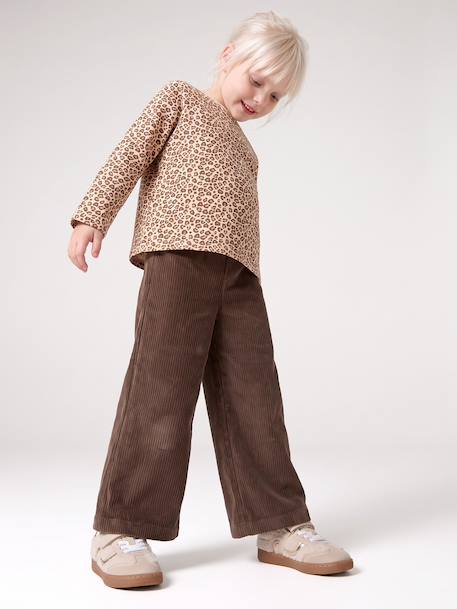 Pantalon fille large en velours anthracite+chocolat+kaki+marron+mauve+prune+rose - vertbaudet enfant 