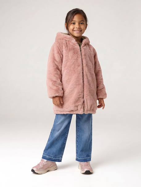 Reversible parka for girls khaki+navy blue - vertbaudet enfant 
