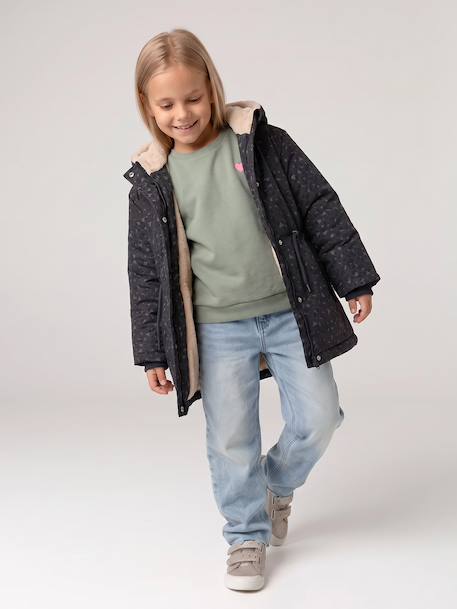 Parka fille à capuche romantique anthracite+marine+vert - vertbaudet enfant 