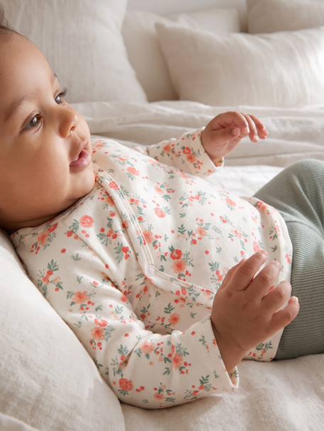 Brassière naissance manches longues cappuccino+écru+vert sauge - vertbaudet enfant 