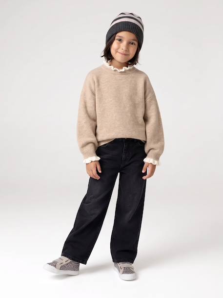 High-neck jumper for girls camel+old rose - vertbaudet enfant 