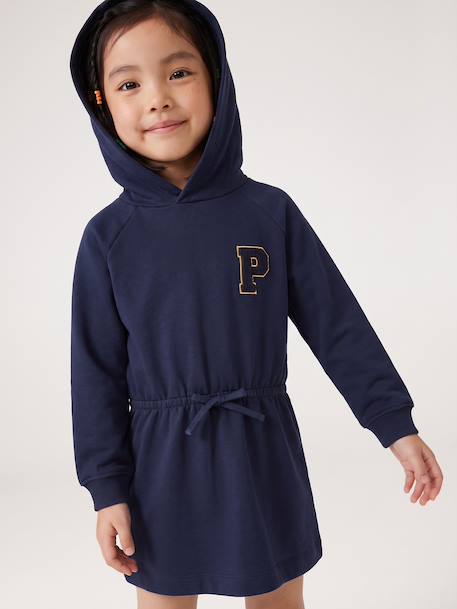 Short hooded dress for girls green+marl grey+navy blue - vertbaudet enfant 