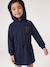 Short hooded dress for girls green+marl grey+navy blue - vertbaudet enfant 