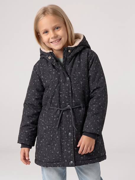 Parka fille à capuche romantique anthracite+marine+vert - vertbaudet enfant 