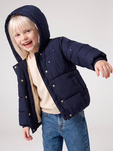 Doudoune à capuche fille bleu+marine - vertbaudet enfant 
