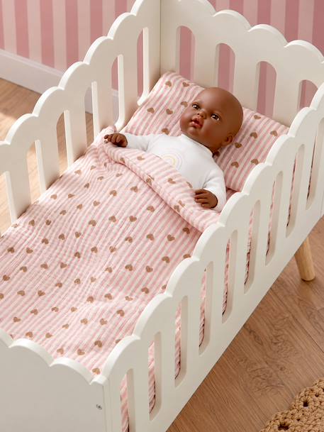 Blanket + Pillow for Dolls, in Cotton Gauze caramel+printed pink+rose+White+yellow - vertbaudet enfant 