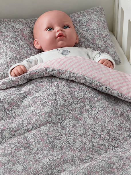Blanket + Pillow for Dolls, in Cotton Gauze printed pink+White+yellow - vertbaudet enfant 
