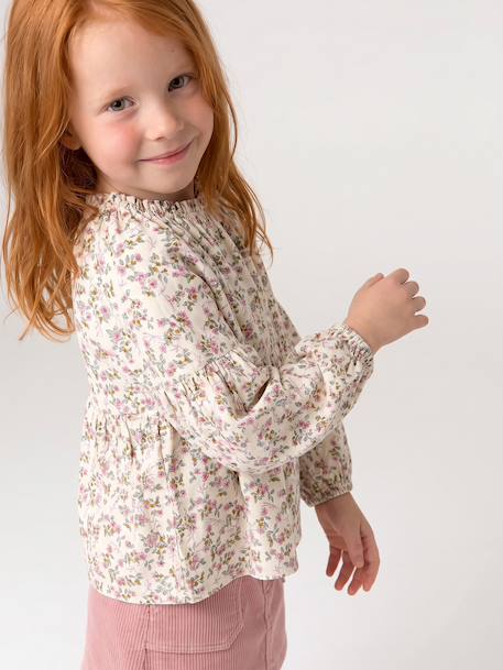 Printed blouse for girls anthracite+vanilla - vertbaudet enfant 