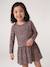 Robe imprimée fille manches longues anthracite+beige poudré+rose - vertbaudet enfant 