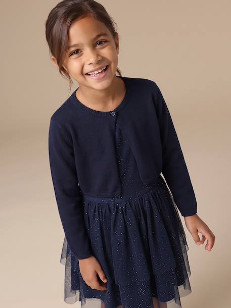 Dress and cardigan set for girls navy blue - vertbaudet enfant 