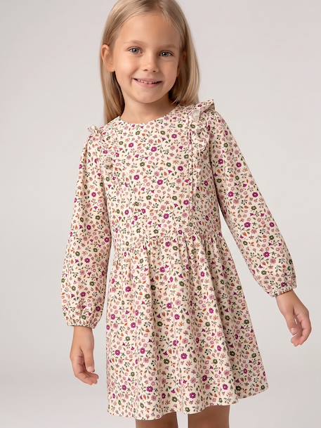 Short long-sleeved dress for girls ivory+vanilla - vertbaudet enfant 