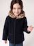 Hooded coat for girls camel+navy blue - vertbaudet enfant 