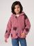 Girls' floral pop hooded sherpa jacket ecru+mauve+vanilla - vertbaudet enfant 