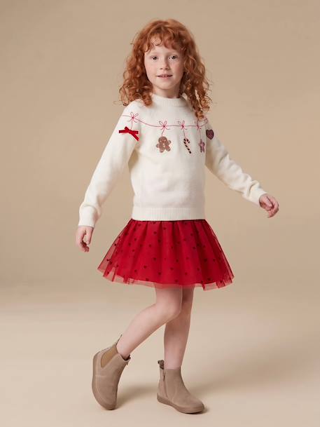 Christmas knitwear with long sleeves for girls ecru - vertbaudet enfant 