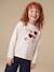 Long Sleeve T-Shirt with Heart in Relief, for Girls blush+ecru+green+white - vertbaudet enfant 