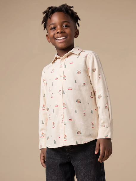 Flannel shirt for boys ecru - vertbaudet enfant 
