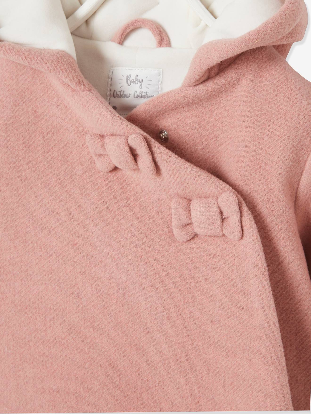 Vertbaudet Fabric Coat with Hood, Lined \u0026 Padded, for Baby Girls Pink