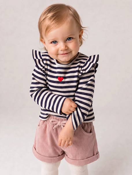 Short en velours côtelé bébé fille noisette+rose poudré - vertbaudet enfant 