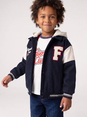 Blouson teddy garçon à capuche amovible - vertbaudet enfant