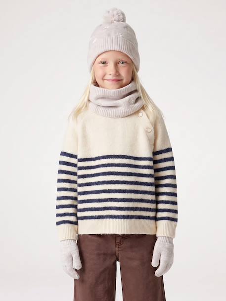 Jumper for girls ecru+navy blue - vertbaudet enfant 