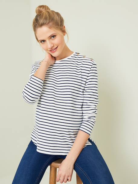 Sailor-Style T-Shirt Dark Blue Stripes - vertbaudet enfant 