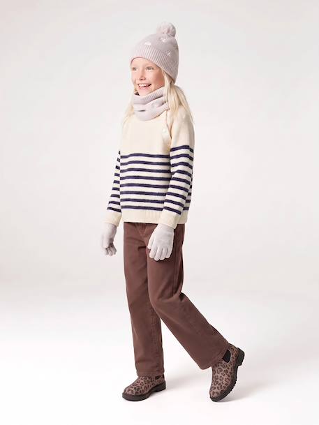 Pull fille écru+marine - vertbaudet enfant 